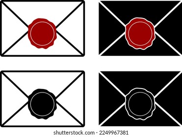 letter with wax seal icon set