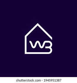 letter WB house logo. editable and easy to custom