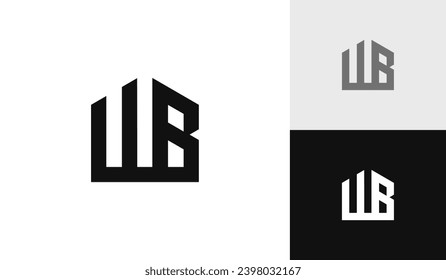 Letter WB initial with house shape logo design
