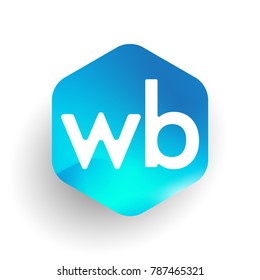 Letter WB logo in hexagon shape and colorful background, letter combination logo design for business and company identity.
