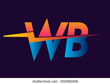 Letter WB logo with Lightning icon, letter combination Power Energy Logo design for Creative Power ideas, web, business and company.