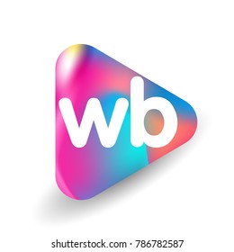 Letter WB logo in triangle shape and colorful background, letter combination logo design for business and company identity.

