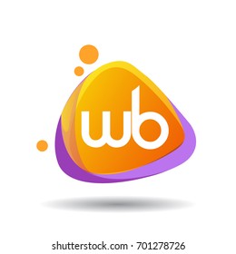 Letter WB logo in triangle splash and colorful background, letter combination logo design for creative industry, web, business and company.