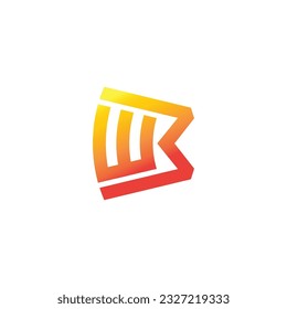 letra wb vector de logotipo de gradiente simple 