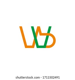 letter wb simple overlapping line colorful logo vector