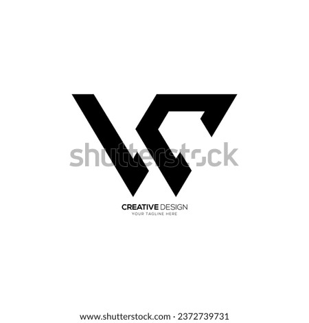 Letter Wc creative shapes alphabet with modern unique stylish monogram logo