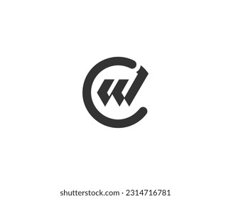 Letter WC or CW circle shape monogram logo design. Initial letter WC or CW logo vector icon template.