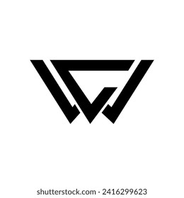Letter Wc or Cw creative initial geometric abstract unique monogram logo