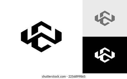 Letra WC o vector de diseño de logotipo de hexágono de CW