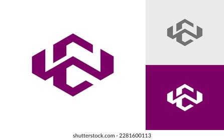 Letter WC or CW hexagon monogram logo design vector