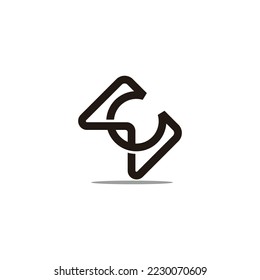 letra wc sombra vinculada simple vector de logotipo 