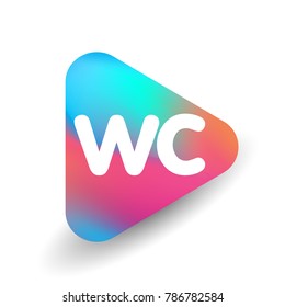Letter WC logo in triangle shape and colorful background, letter combination logo design for business and company identity.
