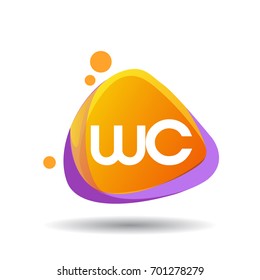 Letter WC logo in triangle splash and colorful background, letter combination logo design for creative industry, web, business and company.
