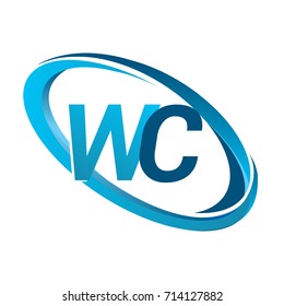 letter WC logotype design for company name colored blue swoosh. vector logo for business and company identity.