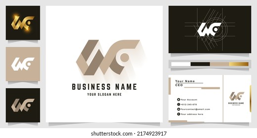 Carta logotipo de monograma WC o MC con diseño de tarjeta de visita