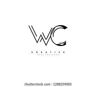 Letter WC Monoline Linear Minimalism Modern Type Logo
