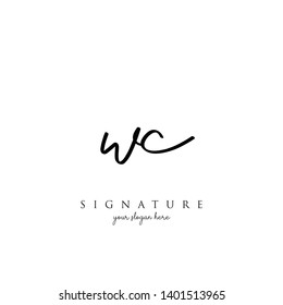 Letter WC Signature Logo Template - Vector
