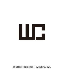 Letter WC square connect geometric simple symbol logo vector