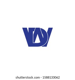 letter wd 3d flat geometric overlap logo vector