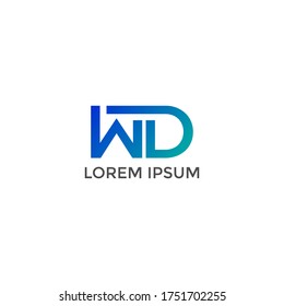 LETTER WD GRADIENT COLOR LOGO DISEÑADOR VECTOR MODERNO PARA SU NEGOCIO