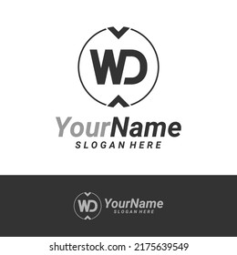 Letter WD Logo Design Template. Initial WD logo concept vector. Creative Icon Symbol