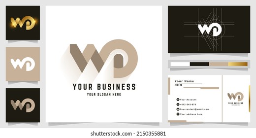 Letter WD or Wa monogram logo with business card design