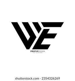 Letter We modern flat unique shape abstract monogram typography logo. EW logo