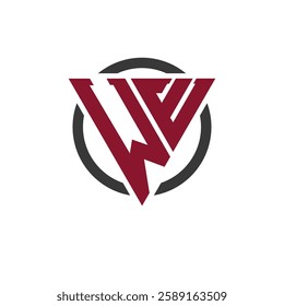 Letter WE Monogram Logo in Bold Triangle Design with Circular Background. Professional WE Letter Logo Perfect for Modern Business Branding and Stylish Emblem Concept
