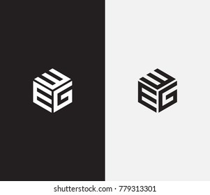 Letter WEG logo template. hexagon logo