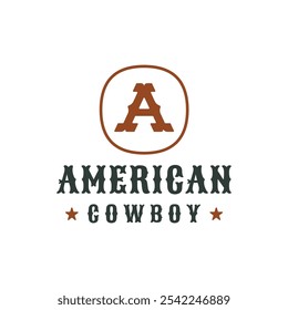 Letter A Western American Old West Cowboy Logo Design