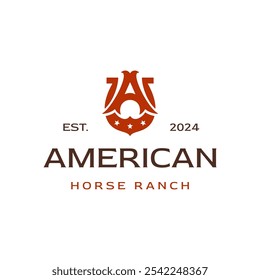 Letter A Western American Old West Horseshoe Cowboy Logo Design