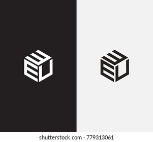 Letter WEU logo template. Hexagon logo