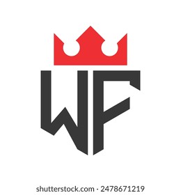 Letter WF Crown Logo. Crown on Letter WF Logo Design Template