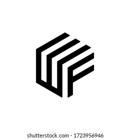 Plantilla de icono de diseño de logotipo WF carta