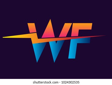 Letter WF logo with Lightning icon, letter combination Power Energy Logo design for Creative Power ideas, web, business and company.