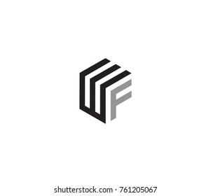 Letter WF logo template. hexagon logo