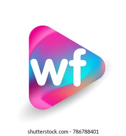 Letter WF logo in triangle shape and colorful background, letter combination logo design for business and company identity.
