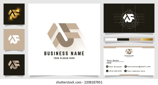 Letter WF or NF monogram logo with business card design