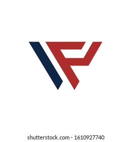 letter WF style logo vector,WF logo letters with "blue and red