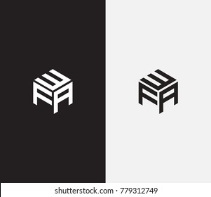 Letter WFA logo template. hexagon logo