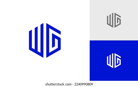Letra WG hexagonal vector de diseño del logotipo