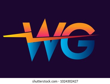 Letter WG logo with Lightning icon, letter combination Power Energy Logo design for Creative Power ideas, web, business and company.