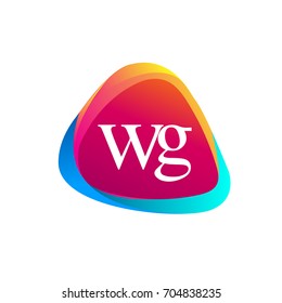 Letter WG logo in triangle shape and colorful background, letter combination logo design for company identity.