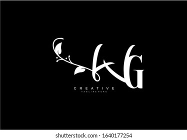 Letter WG Logotype Linked Simple Monogram Flourishes Black White Color
