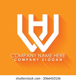 Letter "WH" abstract minimal logo. "WH" initial modern vector logo. Letter "WH" monogram type logo.