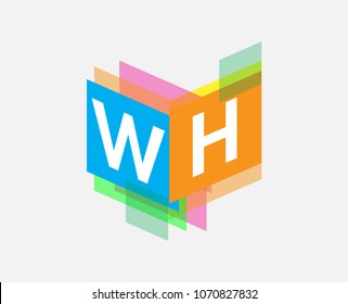 Letter WH logo with colorful geometric shape, letter combination logo design for creative industry, web, business and company.