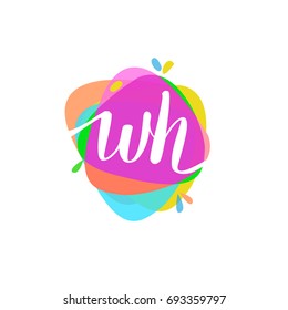 Letter WH logo with colorful splash background, letter combination logo design for creative industry, web, business and company