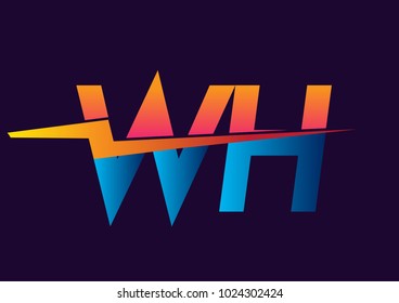 Letter WH logo with Lightning icon, letter combination Power Energy Logo design for Creative Power ideas, web, business and company.