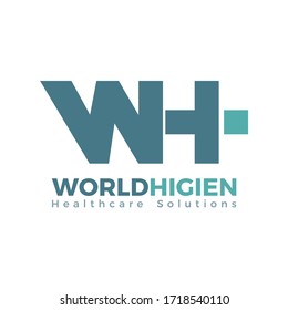 letter WH logo with a plus icon for the health service business