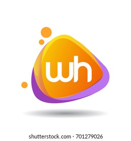 Letter WH logo in triangle splash and colorful background, letter combination logo design for creative industry, web, business and company.